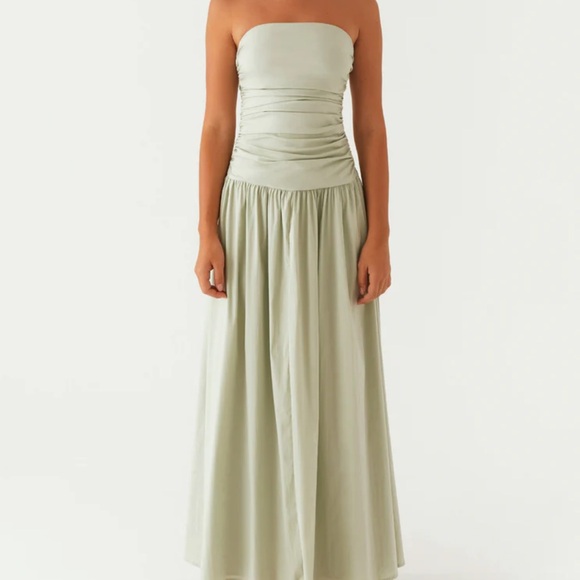Peppermayo Strapless Maxi Dress in Light Green - Picture 2 of 3
